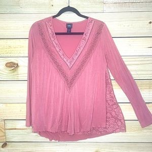 Long sleeve, V-Neck Mauve top